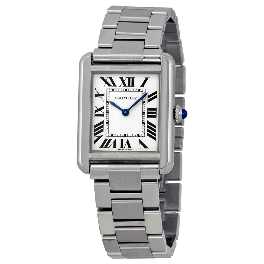 The small size fake Cartier Tank Solo W5200013 watches are made from stainless steel.