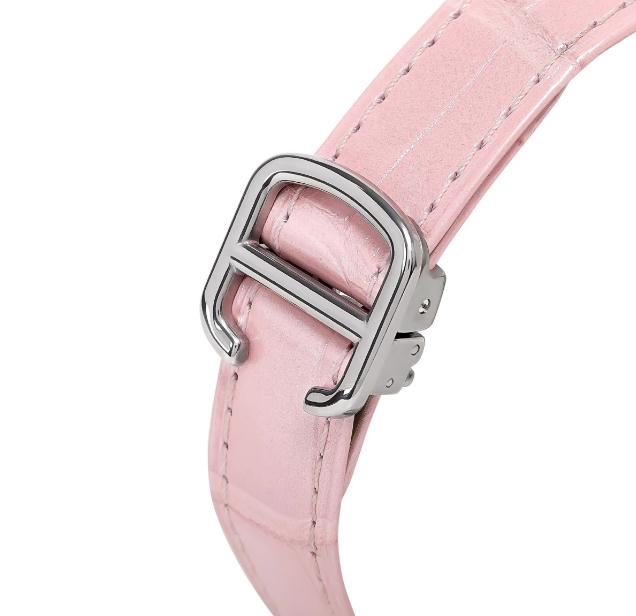 The special fake Ballon Bleu De Cartier WSBB0002 watches have pink leather straps.