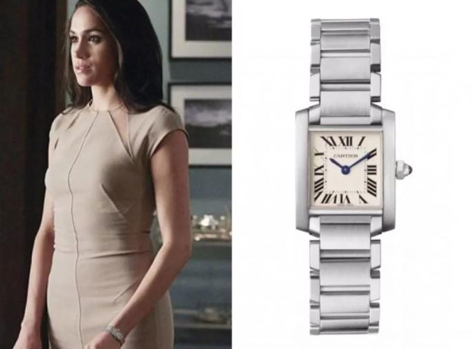 Megan With Famous Replica Cartier Tank Française W51008Q3 Watches In “Suits”