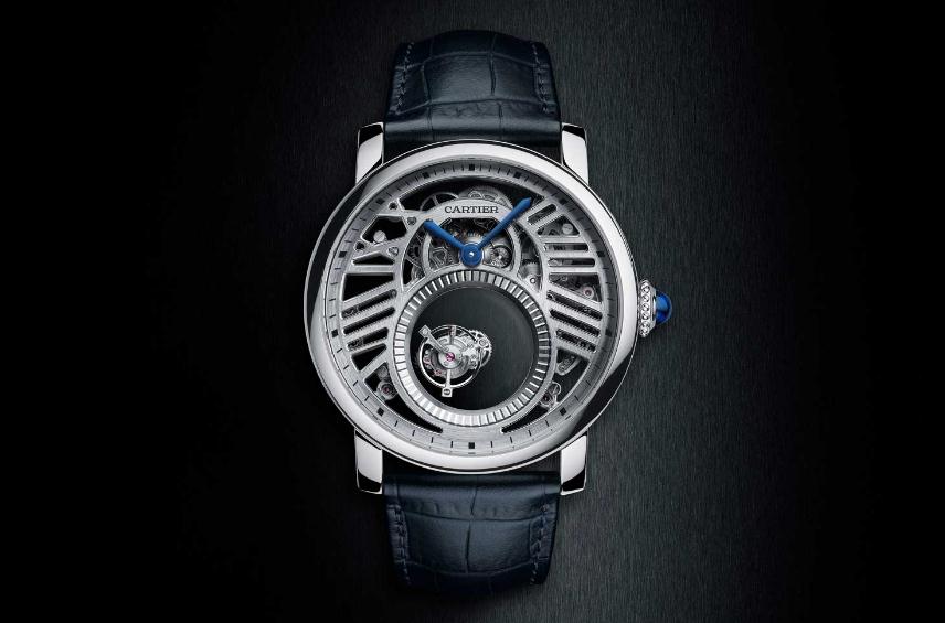 The skeleton dials fake Rotonde De Cartier watches have tourbillons.