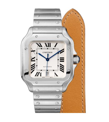 The stainless steel fake watches have additional brown leather straps.